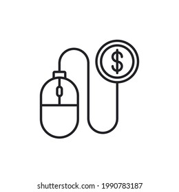 Pay per click vector icon on white background. Flat vector pay per click icon symbol sign from modern e commerce and payment collection for mobile concept. pay per click icon with mouse and coin