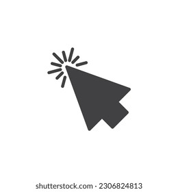 Pay per click vector icon. filled flat sign for mobile concept and web design. Arrow cursor click glyph icon. Symbol, logo illustration. Vector graphics