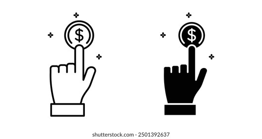 Icono de Vector de pago por Hacer clic en color negro.