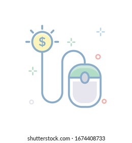 Pay Per Click Vector illustration. Filled Outline Color Icon.