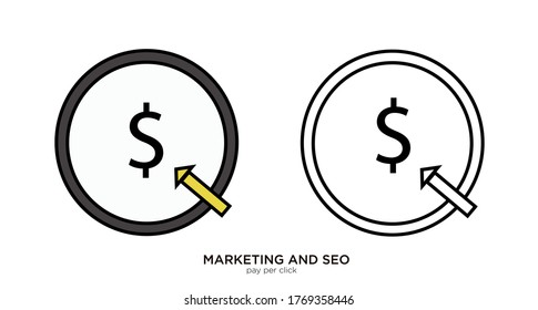 Pay per click vector illustration lineal color and filled design