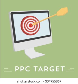 Pay per click vector illustration, hit the target audience