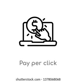 pay per click vector line icon. Simple element illustration. pay per click outline icon from search engine optimization concept. Can be used for web and mobile