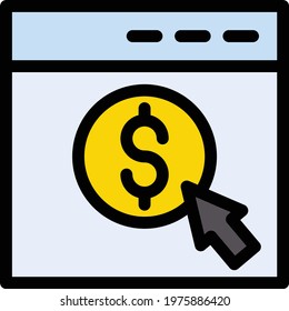 pay per click vector line colour icon