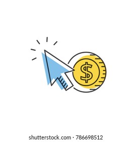 Pay per click vector line icon. Internet marketing concept.