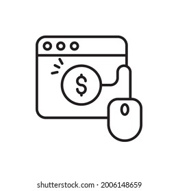 Pay Per Click vector outline icon style illustration. Marketing and advertising symbol EPS 10 file