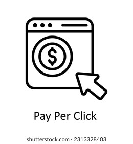 Pay Per Click  Vector    outline  Icon Design illustration. Digital Marketing  Symbol on White background EPS 10 File