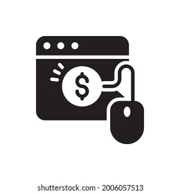 Pay Per Click vector solid icon. Marketing and advertising symbol EPS 10 file