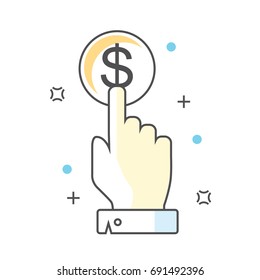 Pay per click website line icon. Vector illustration