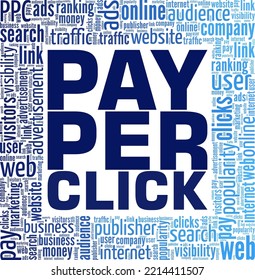 Pay Per Click word cloud conceptual design isolated on white background.