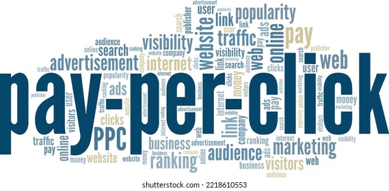 Pay Per Click Wort Cloud konzeptuelles Design einzeln auf weißem Hintergrund.