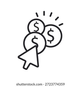 pay per clickicons outline and Flat Style,transparent background
