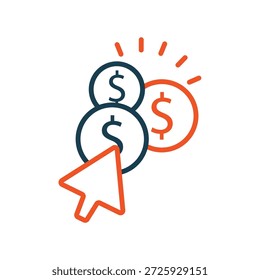 pago por el contorno de los iconos y el estilo plano, fondo transparente