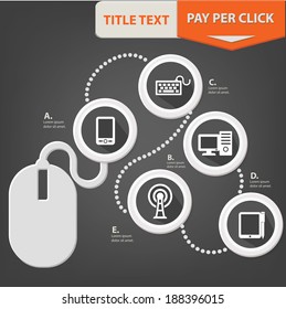 Pay per click,Technology concept,Black background version,vector