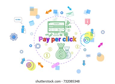 Pay Per Clock Online Payment Concept Web Banner Vector Illustration