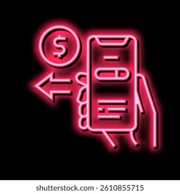 pay phone app neon light sign vector. pay phone app illustration