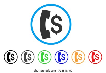 Pay Phone Call rounded icon. Style is a flat pay phone call gray symbol inside light blue circle with black, gray, green, blue, red, orange versions. Vector designed for web and software interfaces.