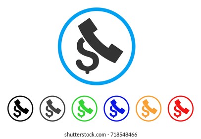 Pay Phone Call rounded icon. Style is a flat pay phone call grey symbol inside light blue circle with black, gray, green, blue, red, orange variants. Vector designed for web and software interfaces.