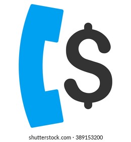 Pay Phone Call vector icon. Style is bicolor flat symbol, blue and gray colors, white background.
