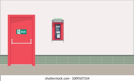Pay phone vector. free space for text. wallpaper. background. fire exit
vector.