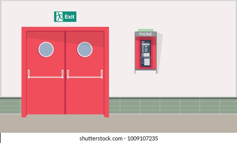 Pay phone vector. free space for text. wallpaper. background. fire exit
vector.