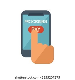 Pay processing icon flat vector. Money payment. Phone online isolated