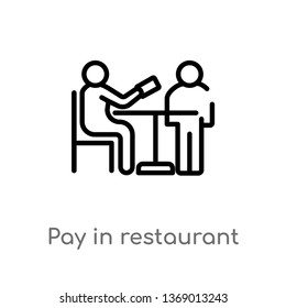 pay in restaurant vector line icon. Simple element illustration. pay in restaurant outline icon from humans concept. Can be used for web and mobile