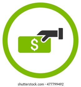 Pay rounded icon. Vector illustration style is flat iconic bicolor symbol, eco green and gray colors, white background.