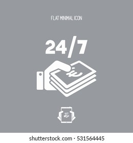 Pay services 24/7 - Euro - Vector web icon