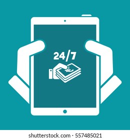 Pay services 24/7 - Euro - Vector web icon