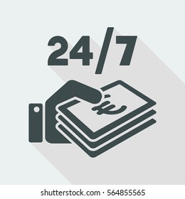Pay services 24/7 - Euro - Vector web icon