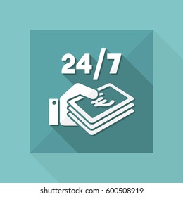 Pay services 24/7 - Euro - Vector web icon