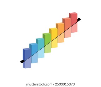 Pay structure design or salary structure for the maximum range, minimum range, midpoint in isometric graph