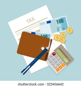 pay tax taxes money icon income taxation  currency calculating 