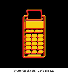 Pay terminal. NFC payments sign. 3D Extruded Yellow Icon with Red Sides a Black background. Illustration.