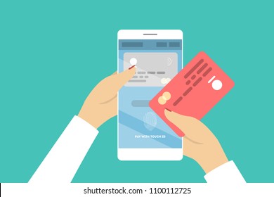 Pay with touch ID. New technology for device.
