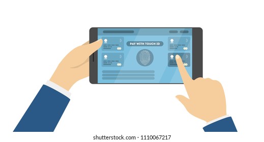 Pay with touch ID. New technology for device.