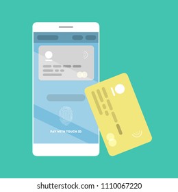 Pay with touch ID. New technology for device.