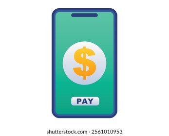 Pay with usd smartphone blanking flat concept design