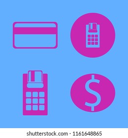 pay vector icons set. with dollar coin, credit card and pos terminal in set