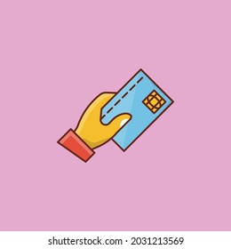 Bezahlen Sie Vektorgrafik auf transparentem Hintergrund. Symbole in Premium-Qualität. Vector Line Flaches Farbsymbol für Konzept und Grafikdesign.