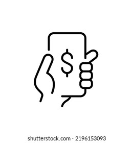 Pay with your phone icon. Pixel perfect, editable stroke line