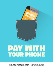 Pay with your phone - vector template