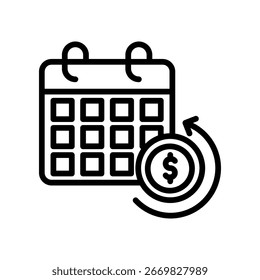 Ilustración vectorial de esquema de icono de período de amortización