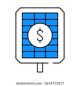 payback and price solar panel line icon vector. payback and price solar panel sign. isolated symbol illustration