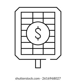 payback and price solar panel line icon vector. payback and price solar panel sign. isolated contour symbol black illustration
