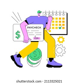 Paycheck Abstract Concept Vector Illustration. Paycheck Cash, Payroll Check, Revenue Payment, Paper Document, Electronic Direct Deposit, Employee Bank Account, Salary Statement Abstract Metaphor.