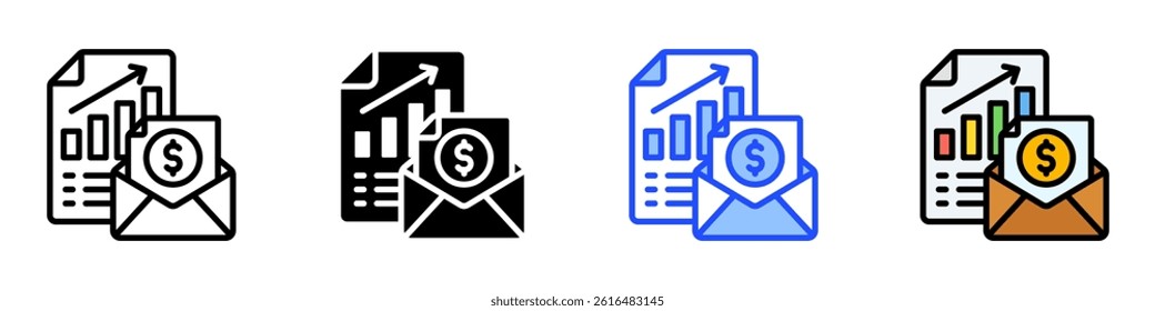 Paycheck Icon Set With Multiple Style Collection