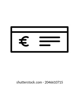 Paycheck linear vector icon. Logo outline banking checkbook template or cheque book and financial transfers. Isolated modern digital purchase concept. Payment element for web design and apps