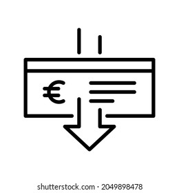 Paycheck linear vector icon. Logo outline banking checkbook template or cheque book and financial transfers. Isolated modern digital purchase concept. Payment element for web design and apps